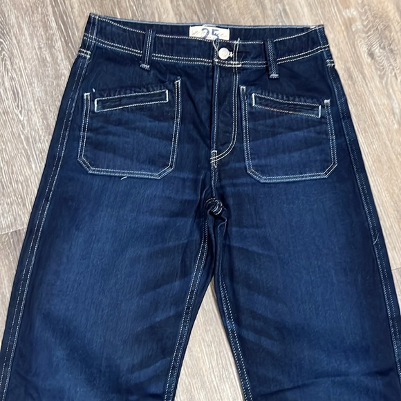 We the free women’s wide leg patch pockets dark wash denim jeans size 25 - Picture 3 of 9